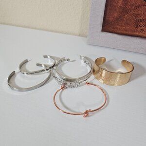 Assorted Metal Cuff Bracelets Lot Modern Fashion Jewelry